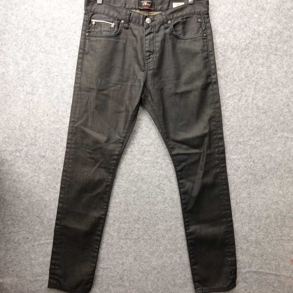 LTB Mens 32 Black Selvedge Denim Super Slim Skinny Jeans Handmade Mid Rise 34x32